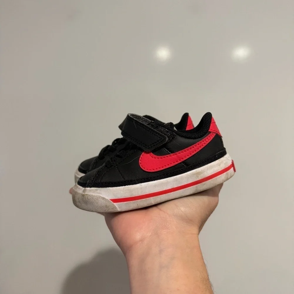 Nike Court Borough Kids Black and Red Sneakers
